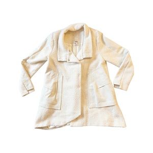 Vika Cream Herringbone & Faux Leather Coat